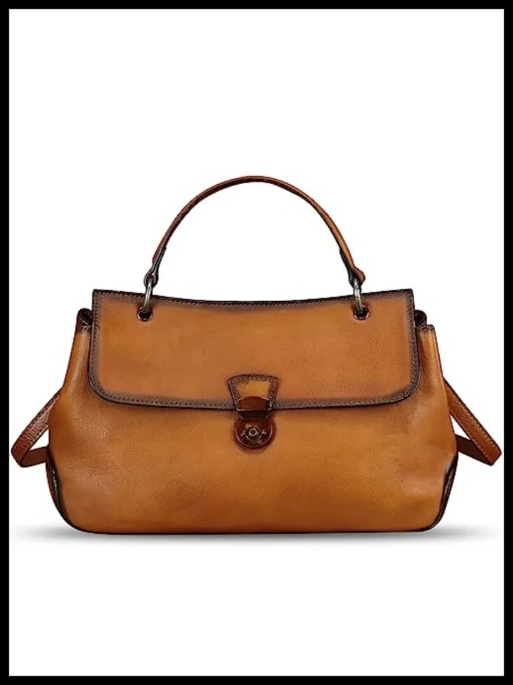 Genuine Leather Vintage Satchel Handbag Crossbody Shoulder Bag with Strap